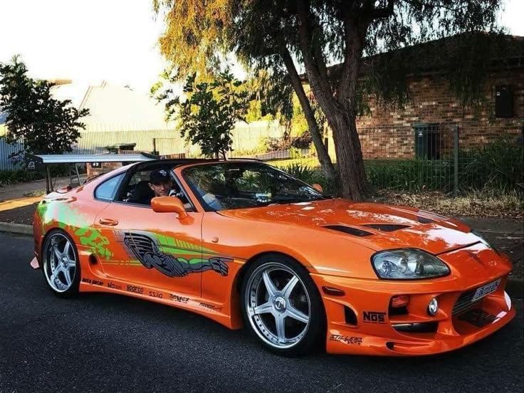 Bright orange Supra driven by Paul Walker's character in The Fast and Furious